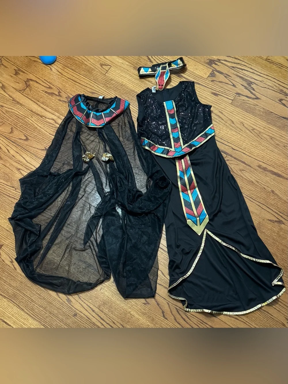 Amscan Dark Cleopatra Costume Girls 12-14 #451 Black 3 Pc Cape Headpiece